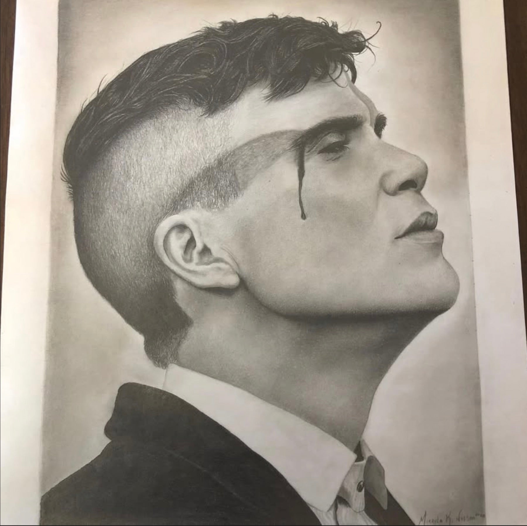 Graphite portrait in profile
